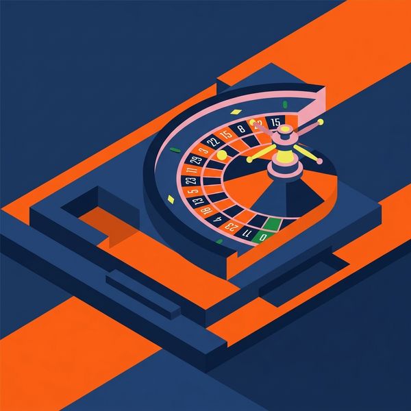 Geometric roulette wheel with bold orange accent